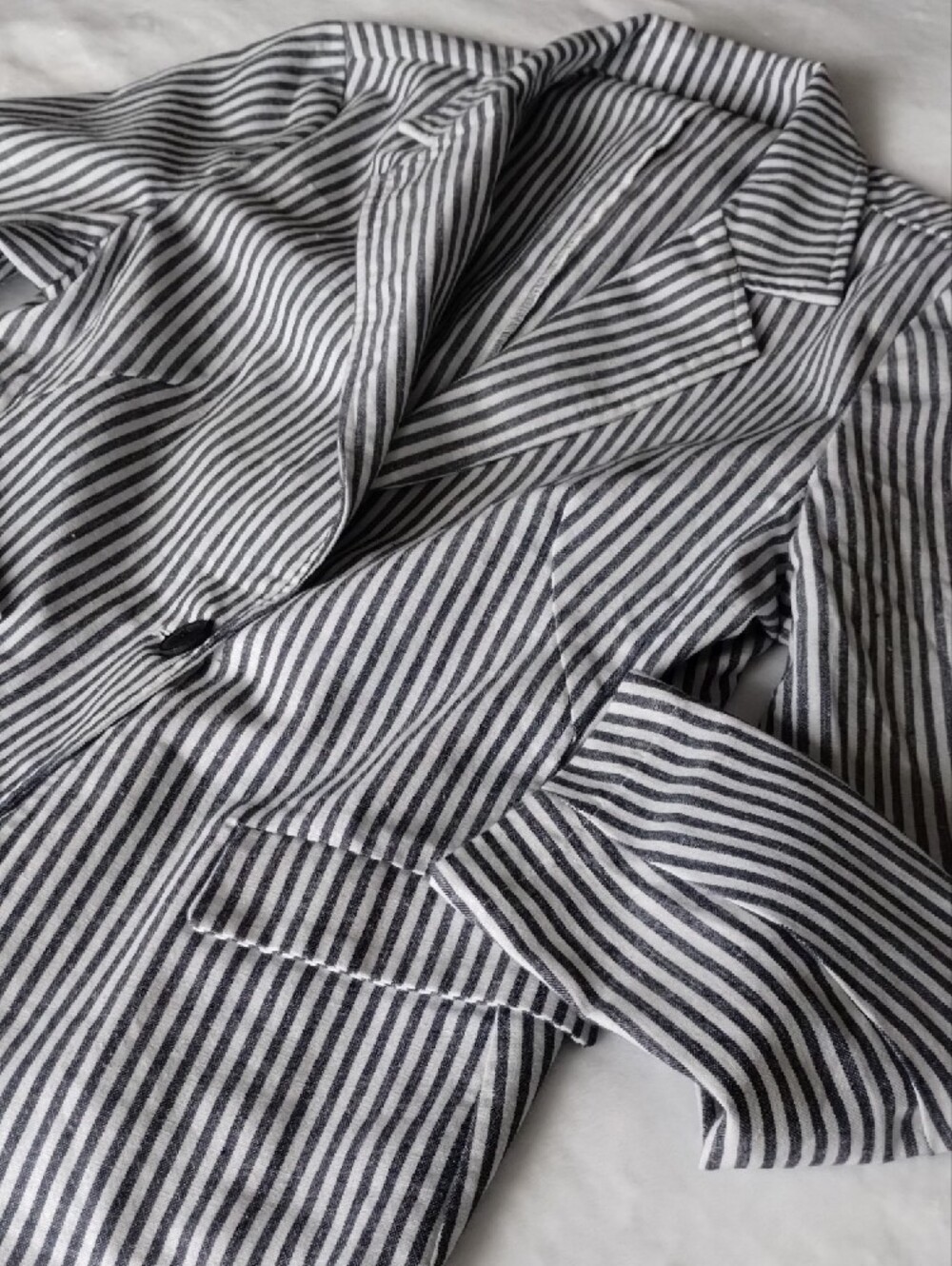 Forever 21 Blue and Cream White Striped Blazer